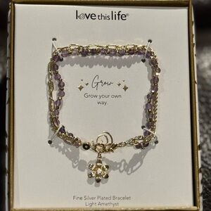 Amethyst Beaded Flower Bracelet